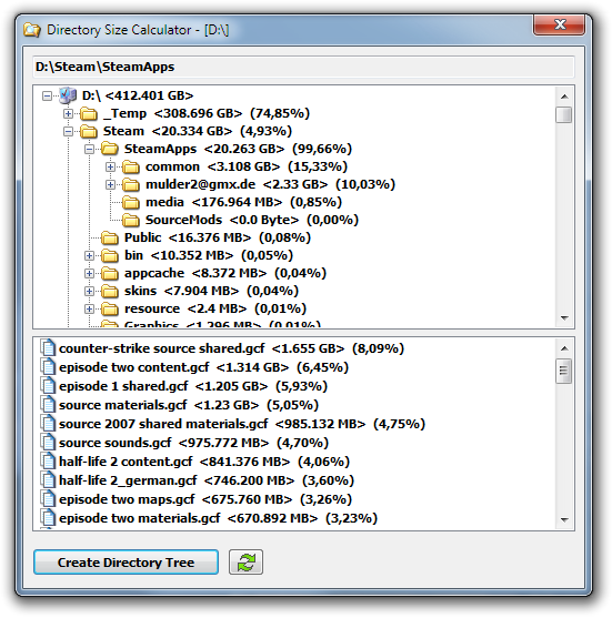 DirSizeCalc Screenshot