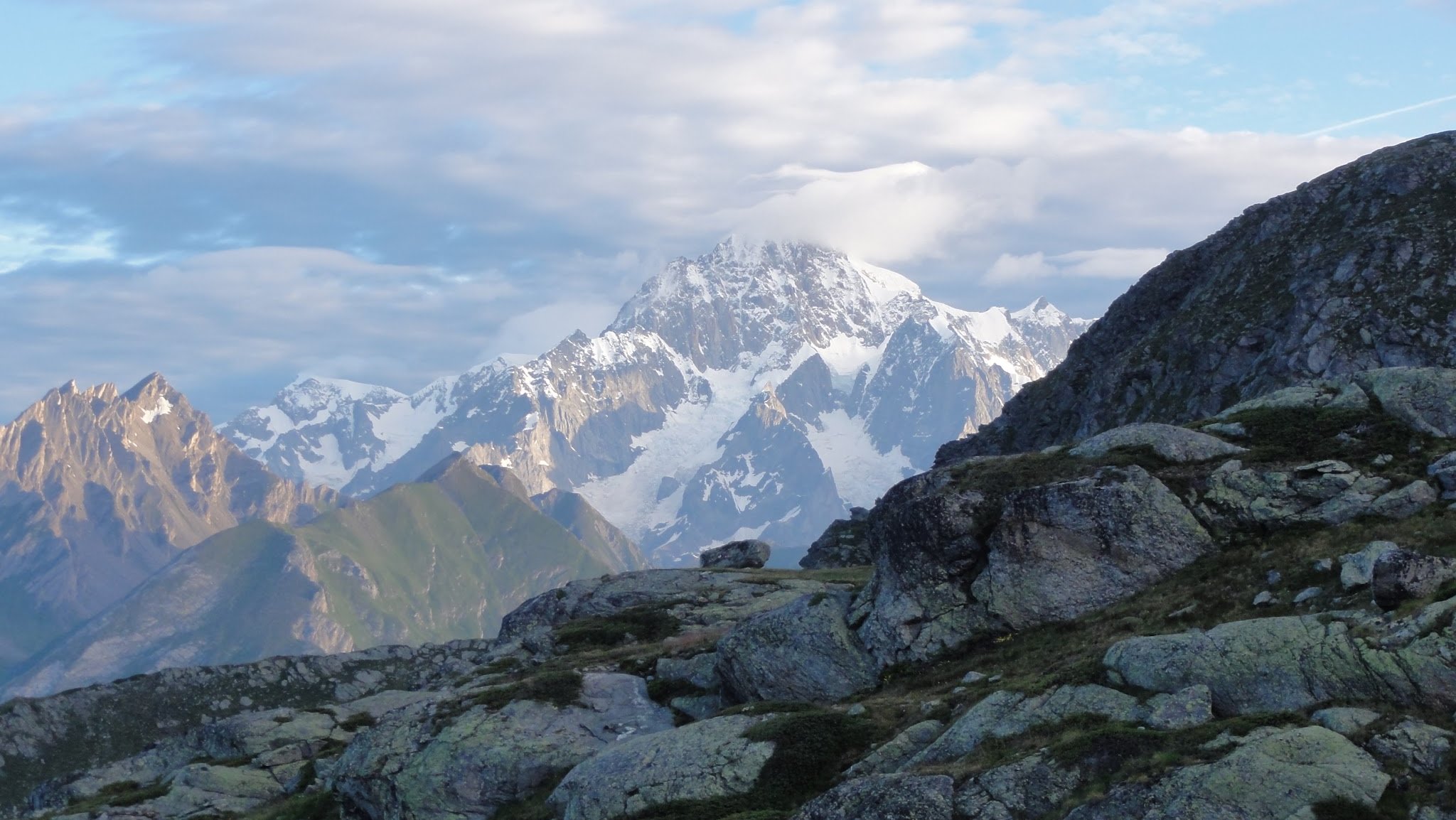South face of Mont Blanc from Deffeyes' hut, Aosta valley, Italy