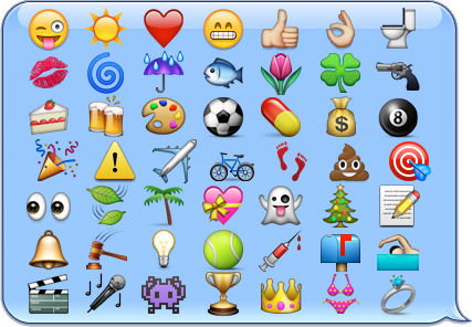 Emoji characters on an iOS chat baloon Emoji characters on an iOS chat baloon