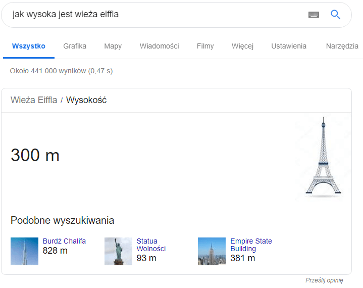 wyszukiwanie semantyczne przykład