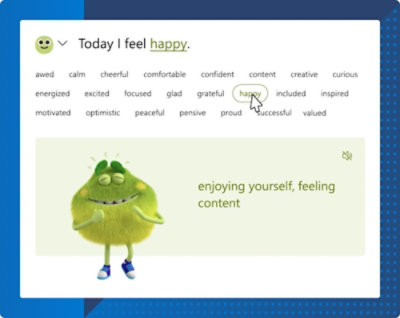 Smilling emoji with text today feel happy enjoing yourself feeling content