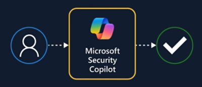 Siyah arka planda Microsoft Security Copilot logosu