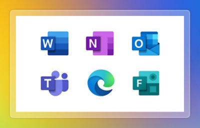 Et skærmbillede af ikoner for Microsoft-produkter
