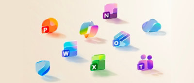 Icônes des applications Microsoft sur un arrière-plan clair.