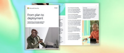 Primo piano di una rivista con un testo che mostra parzialmente From plan to deployment (Dal piano alla distribuzione).