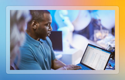 Man reviewing documents and files on a tablet