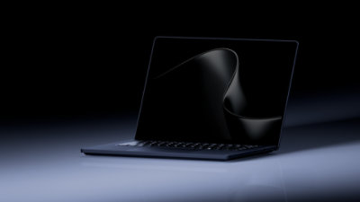 An angled Surface Laptop Ultra in the colour Nightfall.