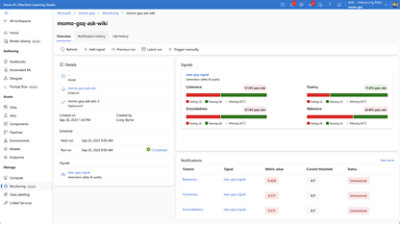 서비스에 대한 개요를 보여 주는 Azure ai, Machine Learning Studio 창