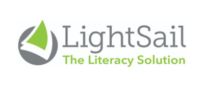 Logo LightSail menampilkan grafik layar yang artistik dengan teks "The Literacy Solution".