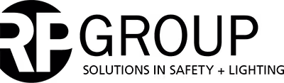 RP Group logo in black letters on a white background.