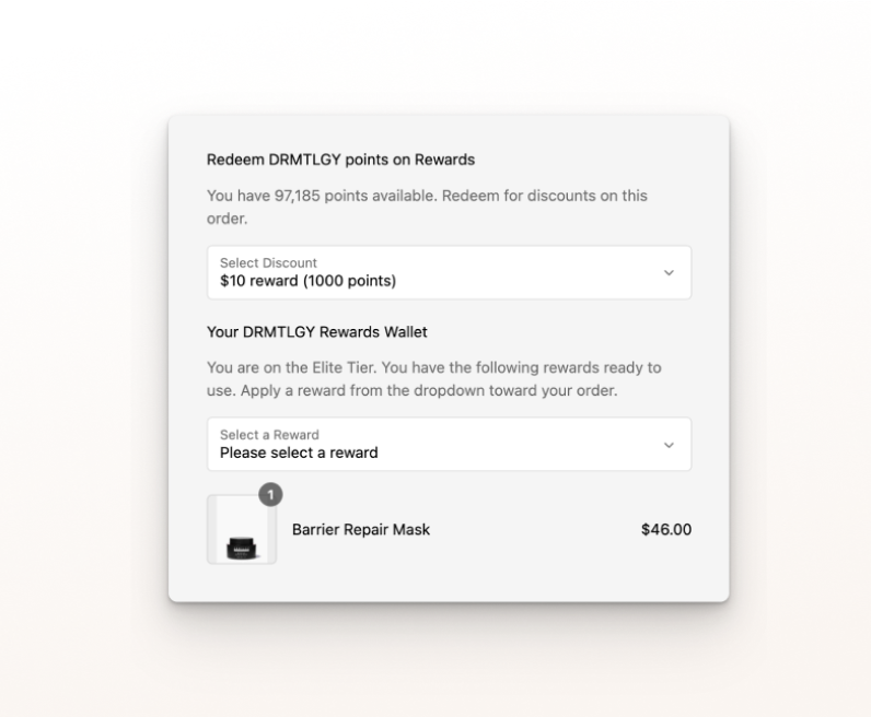 Screenshot of checkout modal.
