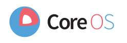 CoreOS logo with blue and red circular icon and black and colored text.
