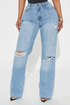 London High Rise Straight Leg Jean - Medium Wash.