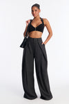 Executive Realness Pleated Wide Leg Trouser 33″ - Charcoal.
