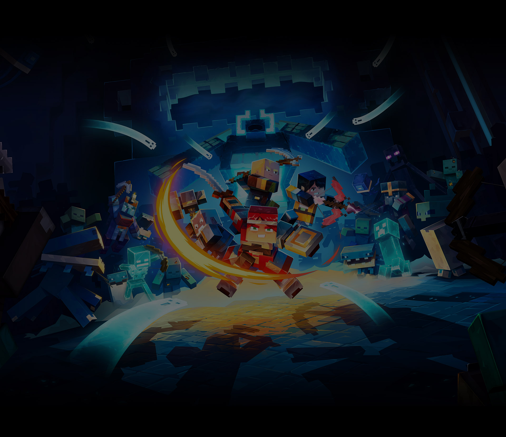 Personagens de Minecraft Dungeons II posando 