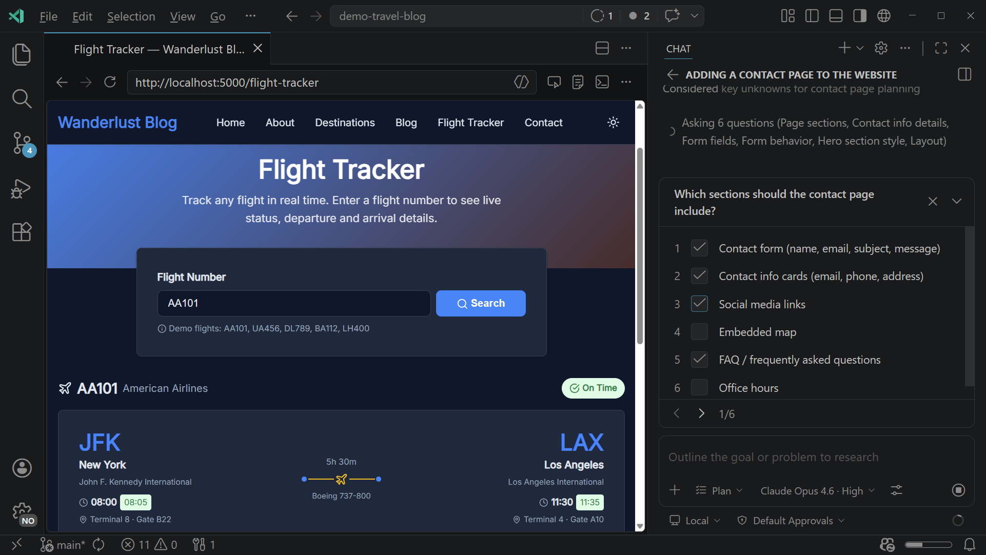 VS Code with an agent chat session running alongside the editor.