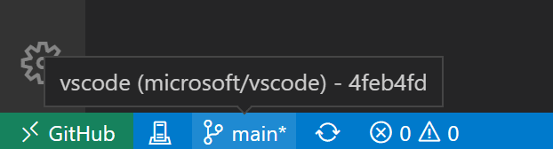Screenshot showing the branch indicator in the Status Bar.