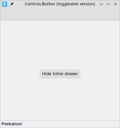 Una finestra que conté un botó commutable «Hide inline drawer» en el centre que quan es commuta oculta el calaix en línia «Peekaboo»