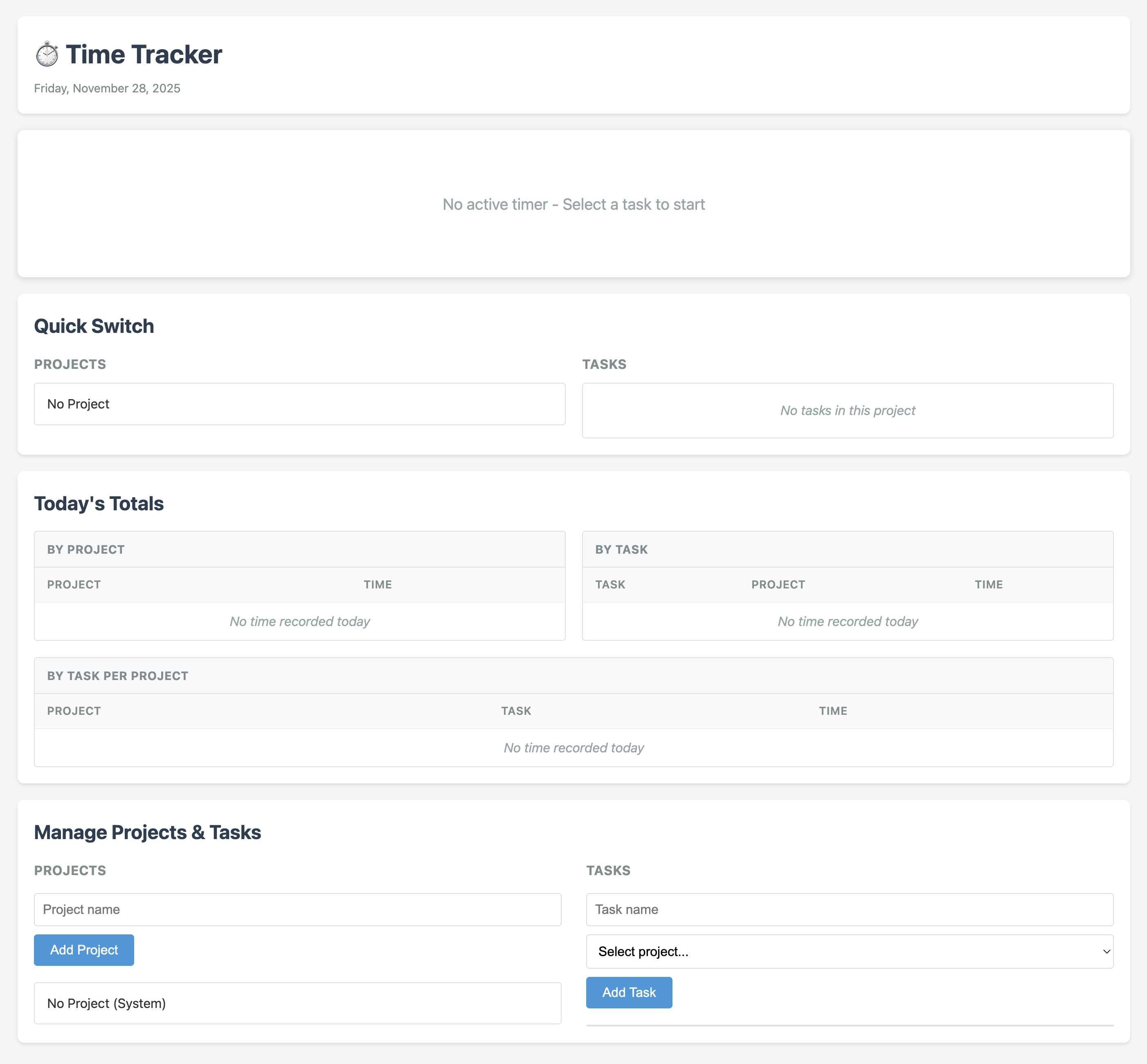 Screenshot of another example of a time tracker created by Copilot.