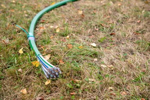 Broadband fiber optic cables on the ground Broadband fiber optic cables on the ground