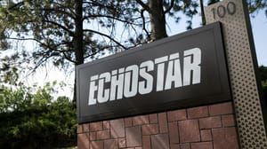 EchoStar logo sign outside company headquarters in Englewood, Colorado EchoStar logo sign outside company headquarters in Englewood, Colorado