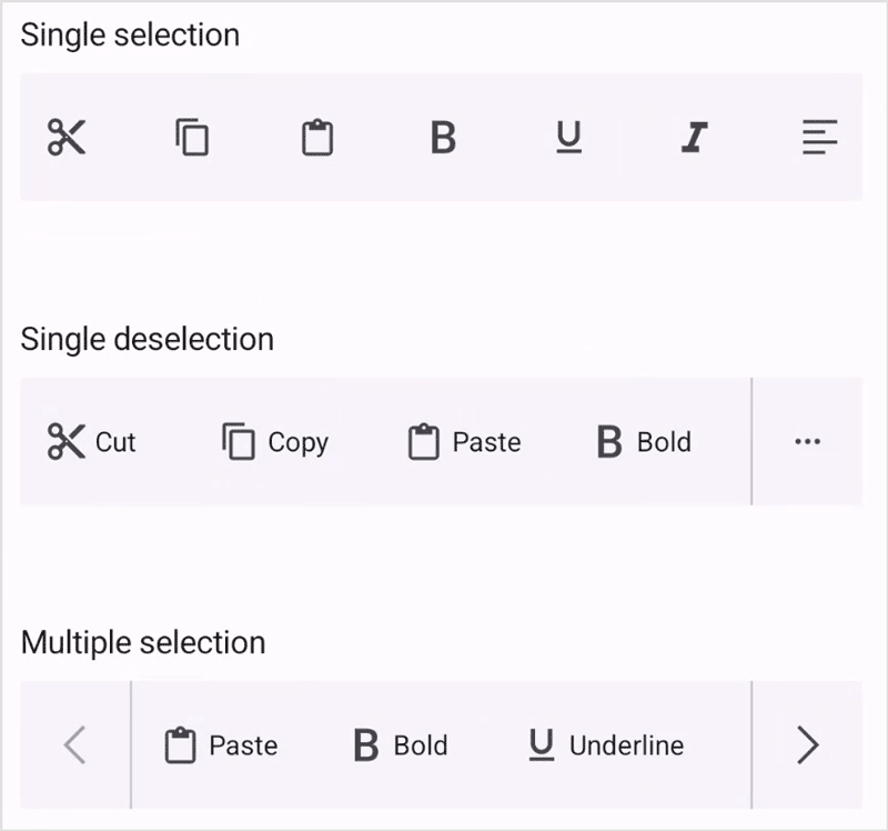 Selection modes in the .NET MAUI Toolbar