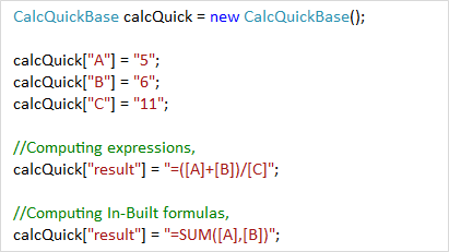 Compute expressions and formulas with values and variables using CalcQuickBase