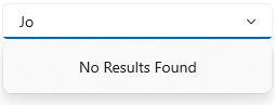WinUI ComboBox control with no result found support.