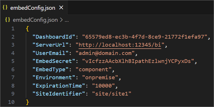 EmbedConfig Properties