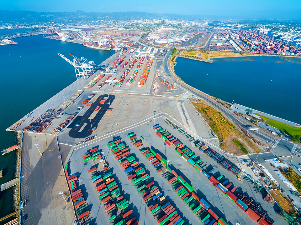 view of the port of oakland