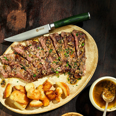 Set coltelli da bistecca in acciaio damasco, 4 pezzi - V2