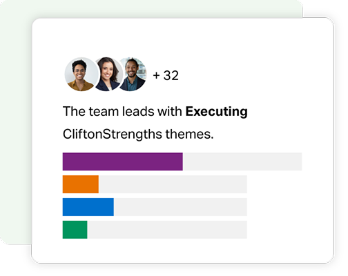 Sample team insights with a team having Executing CliftonStrengths themes