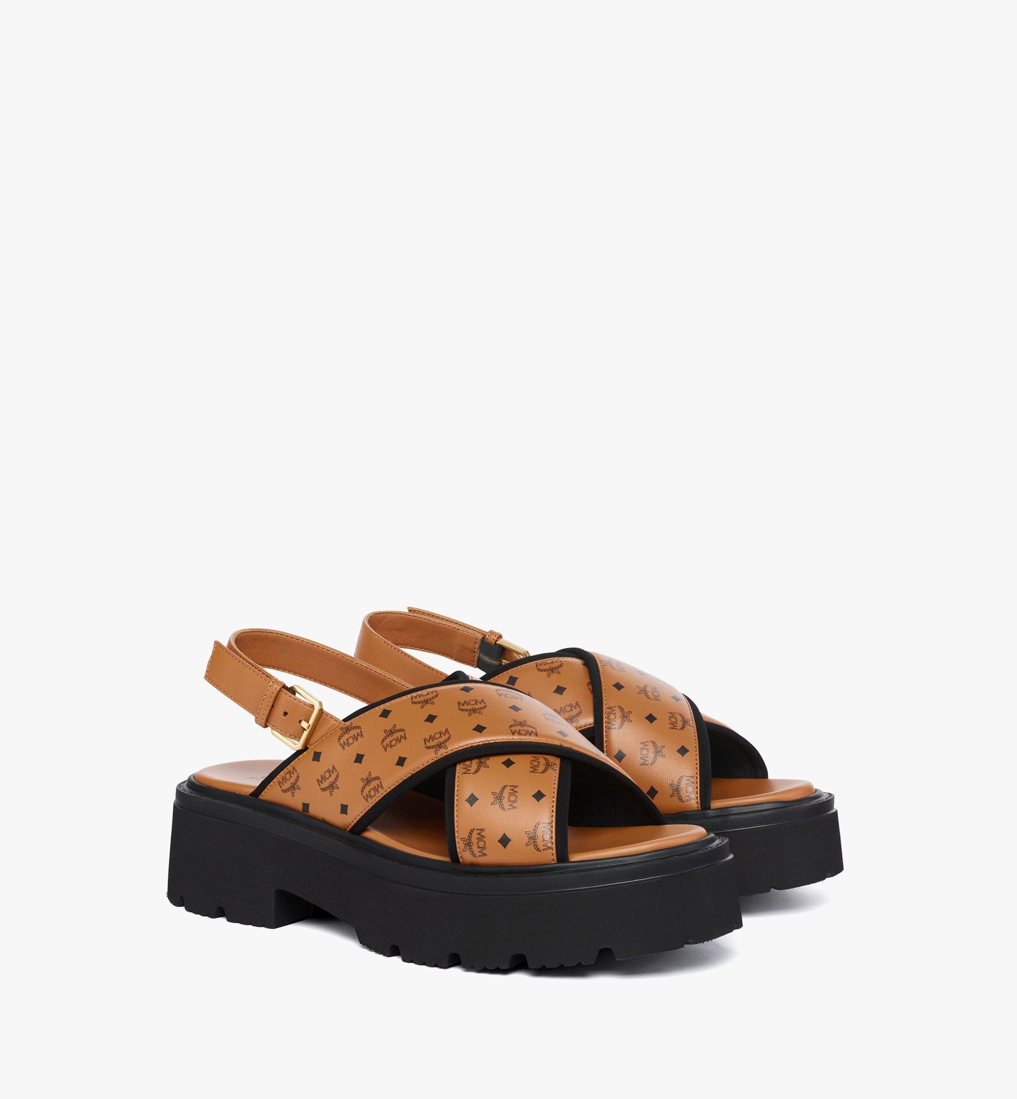 Sandales à plateforme en cuir d’agneau monogrammé 1