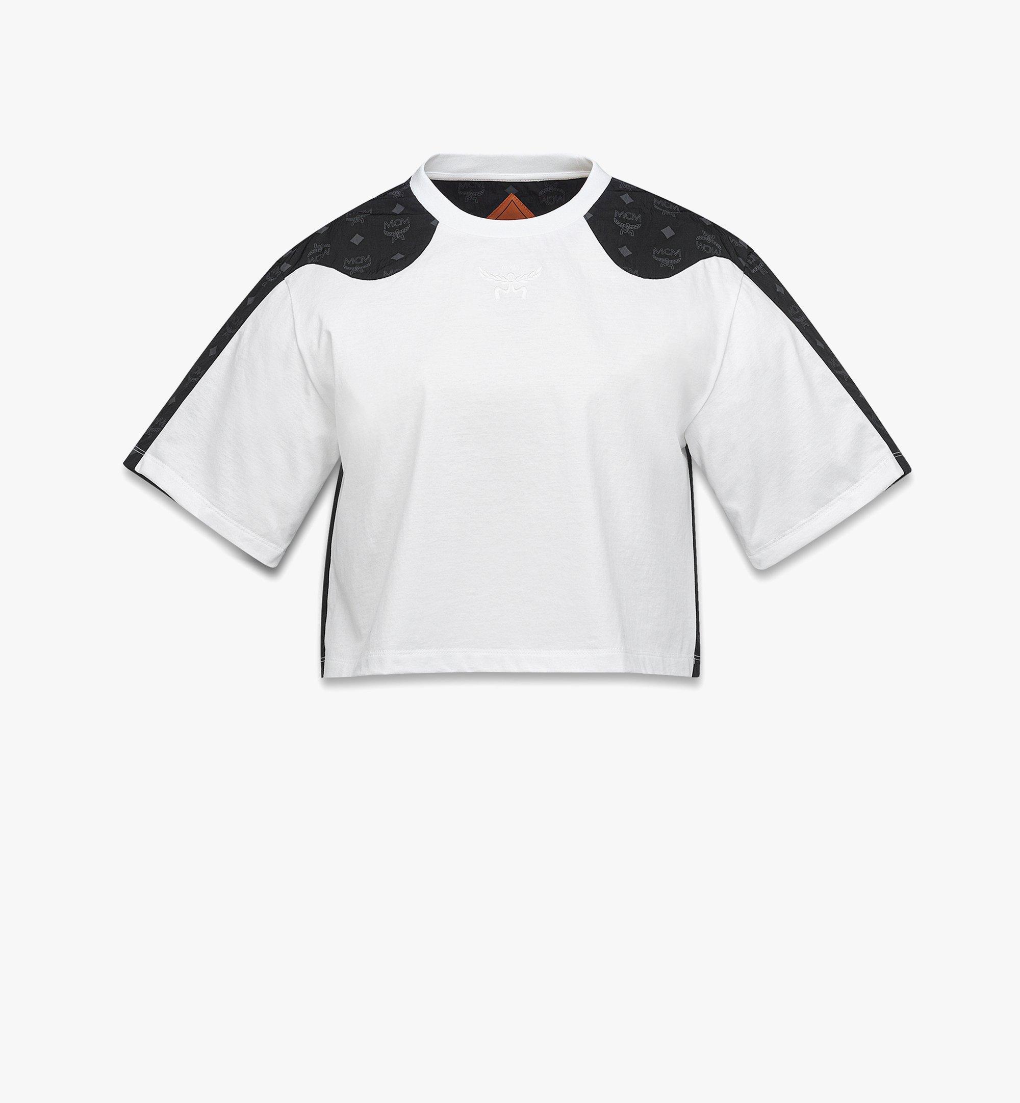 Laurel Cropped T-Shirt in Cotton and Monogram Nylon 1