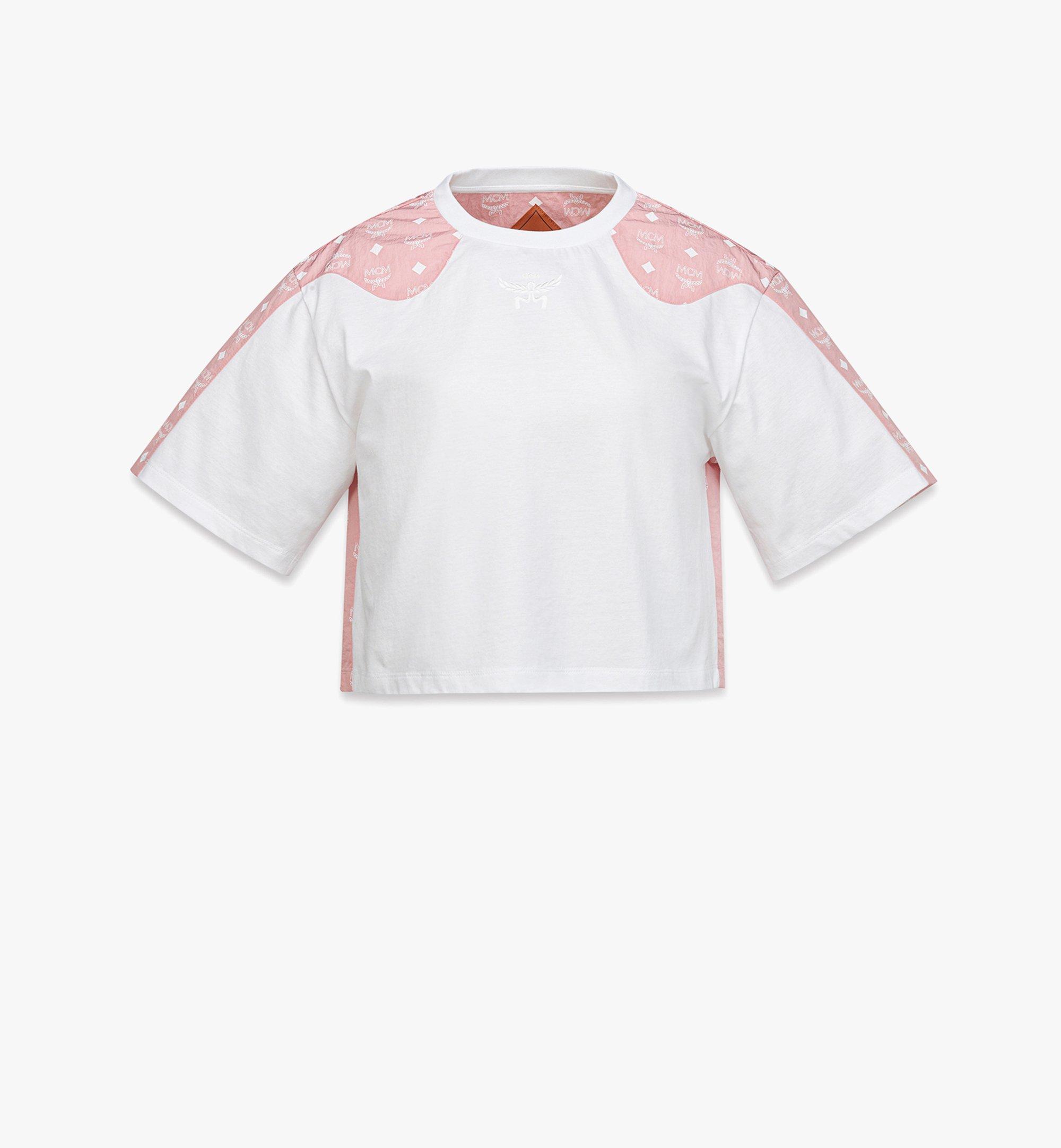 Laurel Cropped T-Shirt in Cotton and Monogram Nylon
