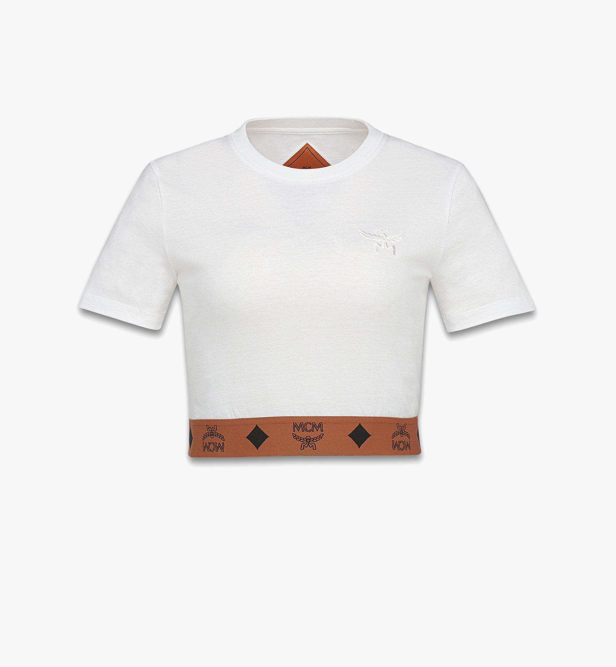 T-Shirt aus Bio-Baumwolle mit Monogramm-Print und verkürzter Passform
