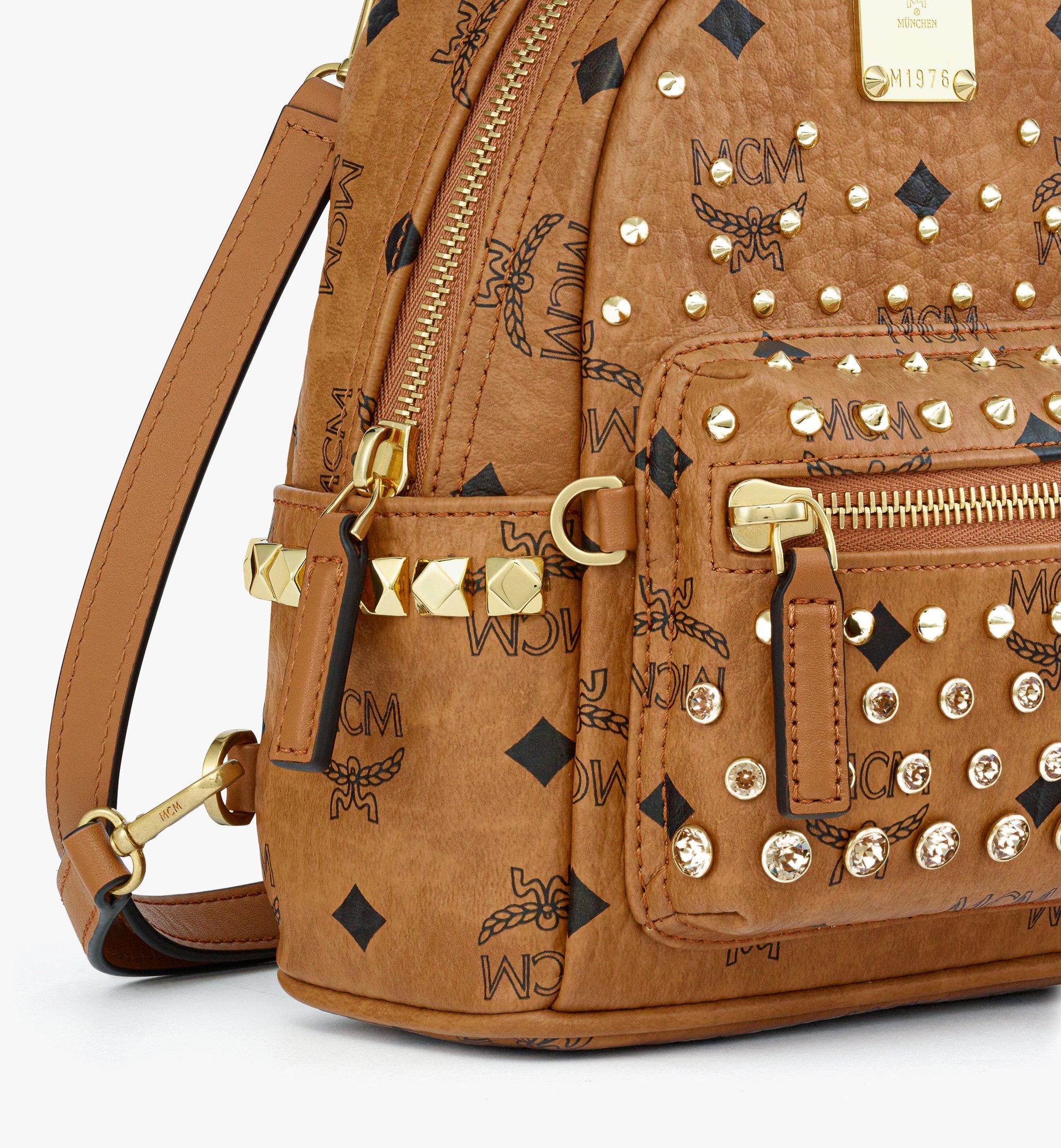 MCM Stark Bebe Boo Backpack in Gold Crystal Visetos Cognac MMKGAVE08CO001 Alternate View 4