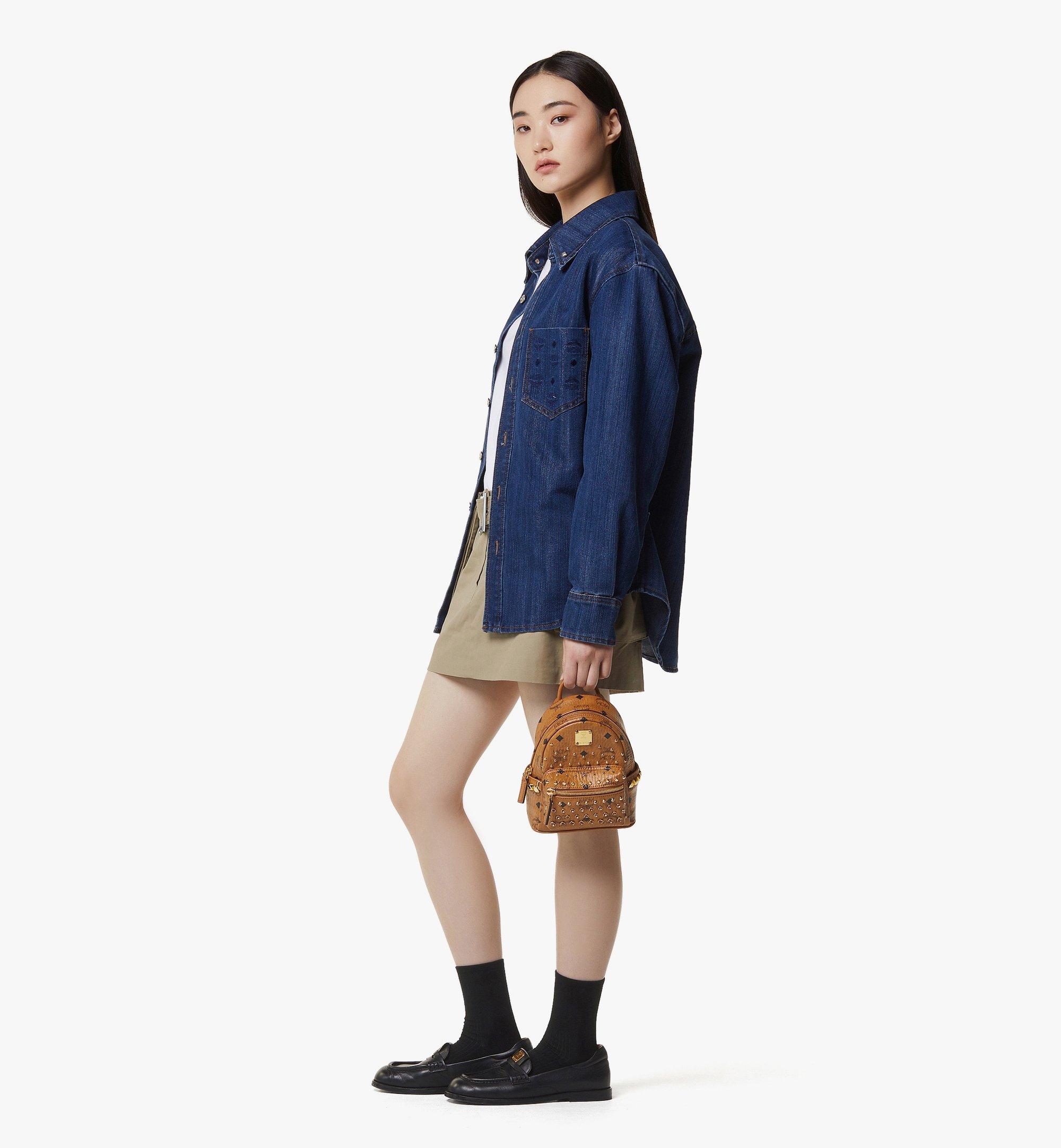 MCM Stark Bebe Boo Backpack in Gold Crystal Visetos Cognac MMKGAVE08CO001 Alternate View 7
