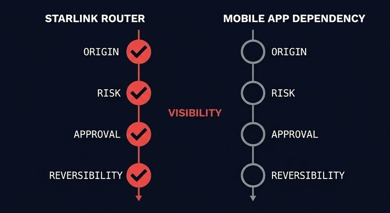 reviewed supply chain versus unreviewed supply chain — visibility comparison diagram