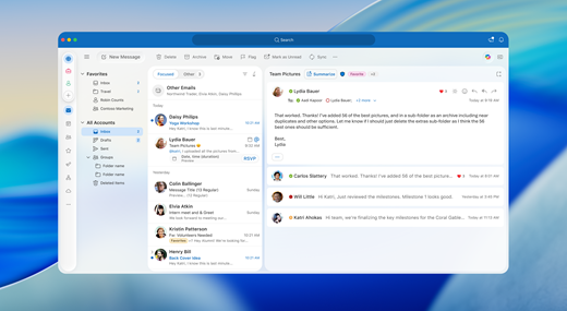 สกรีนช็อตของหน้าต่าง Outlook for Mac