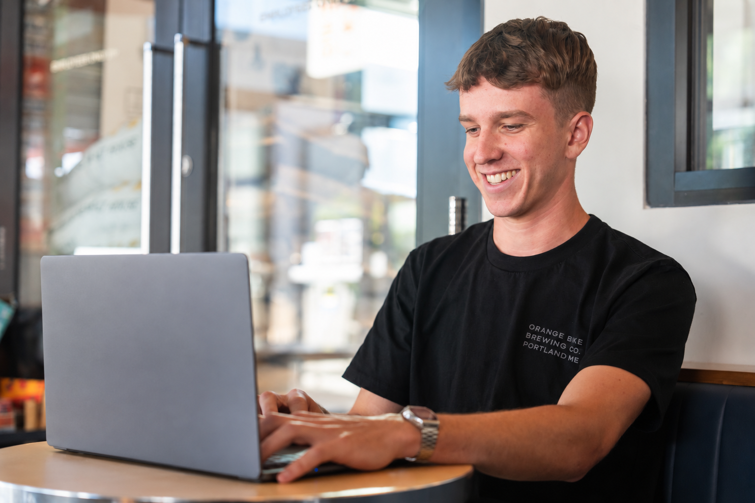 Person working on a laptop