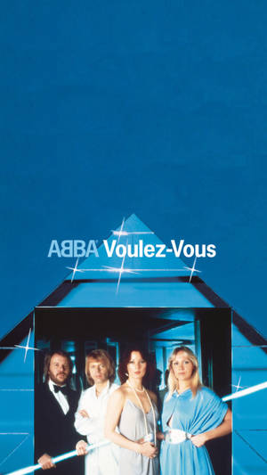 ABBA band members in a blue pyramid frame with sparkling lights — Abba Wallpaper
