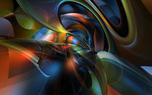 Dynamisk abstrakt digitalt kunstværk med hvirvlende farverige flydende former. — Desktop Wallpapers