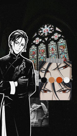 Personagem de anime com vitral e amostras de maquiagem para os olhos. — Bf Papéis de Parede