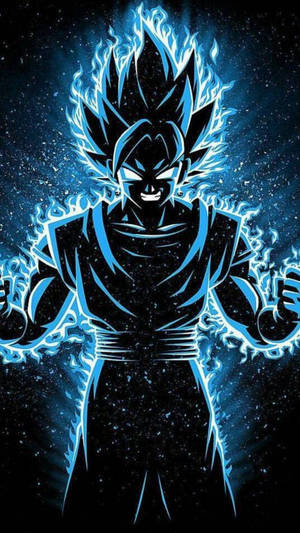 Anime-Figur mit blauen Haaren und Energie-Aura im Weltraum — Dbz Wallpaper