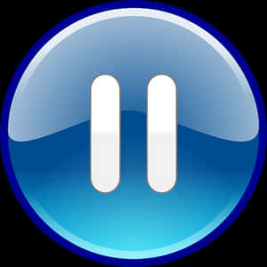 Blue glossy pause button with white bars — Audio Wallpaper