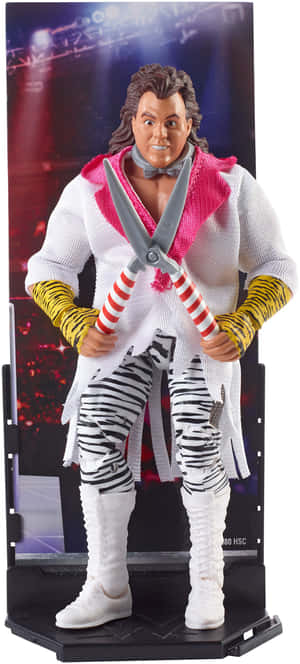 Wrestler figure in zebra-striped outfit holding giant scissors on stage. — Pixel 9a Wallpaper