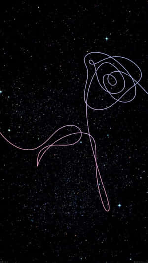 Um desenho de linha brilhante de uma rosa flutuando em um céu noturno estrelado. — Bf Papéis de Parede
