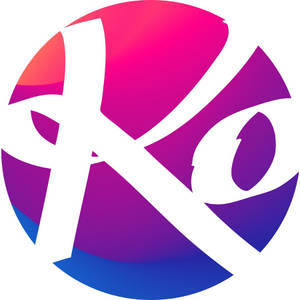 Fettes weißes XO-Logo auf einem farbenfrohen Gradientenkreis-Hintergrund. — Gradient Wallpaper