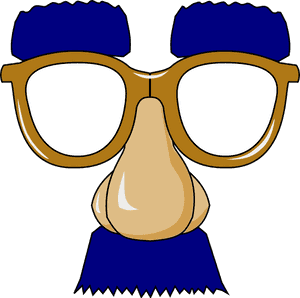 Cartoon face with big glasses and large nose on black background — Identity Wallpaper